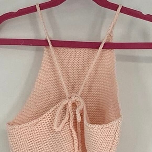 Bardot Junior Size 8-10 Peach Pink Andi Knit Top Halter Neck Tie Back O4-5 - Picture 6 of 10